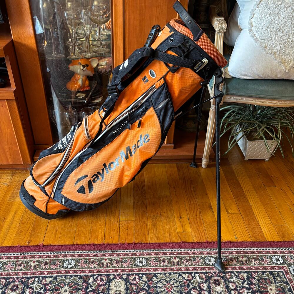 TaylorMade MicroLite 4-Way Divider Carry Lightweight Orange Black Stand Golf Bag